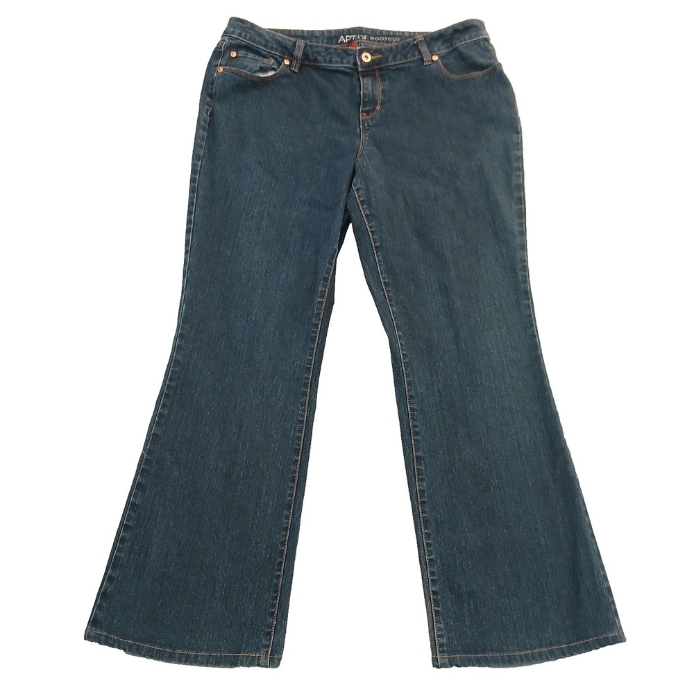 Apt 9 Women Classic Bootcut Denim Jean 16 Mid Rise Dark Stretch Everyday Basic - Picture 1 of 12